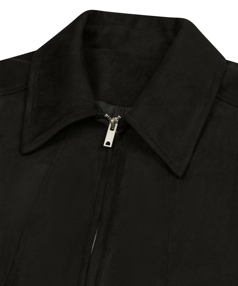 87-STAN029 [Vegan Suede] Multi-placket Suede Jacket Black
