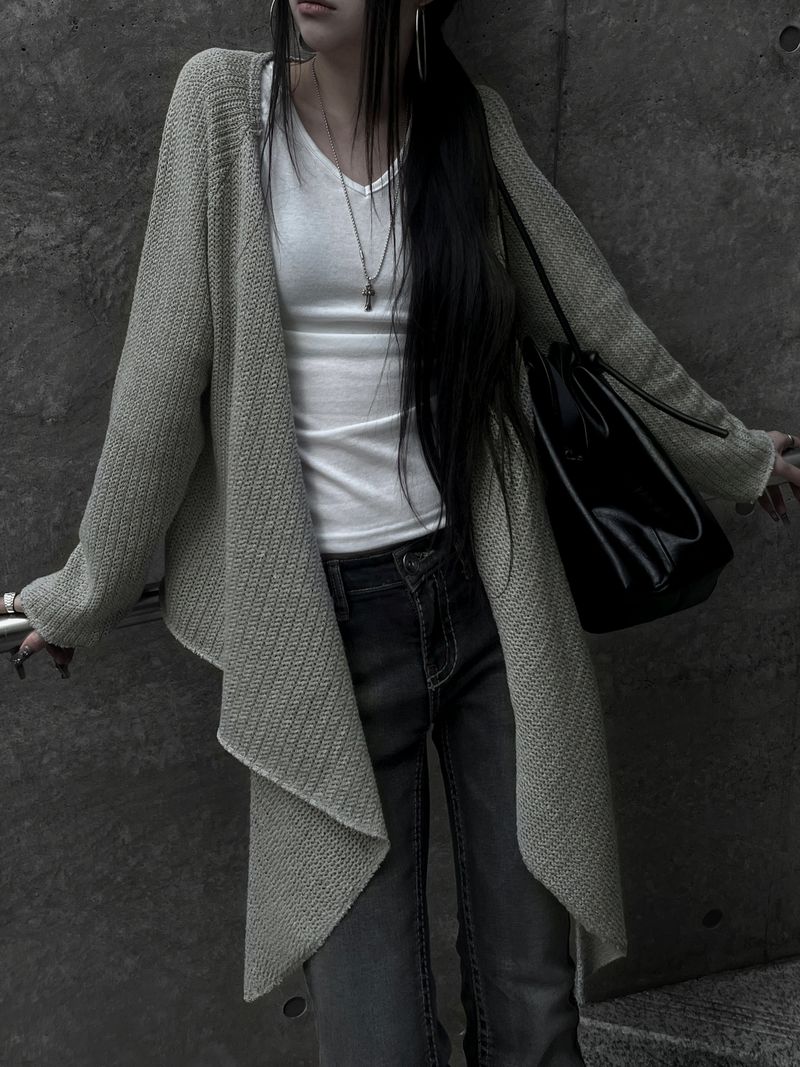 strap frey knit cardigan (2color)