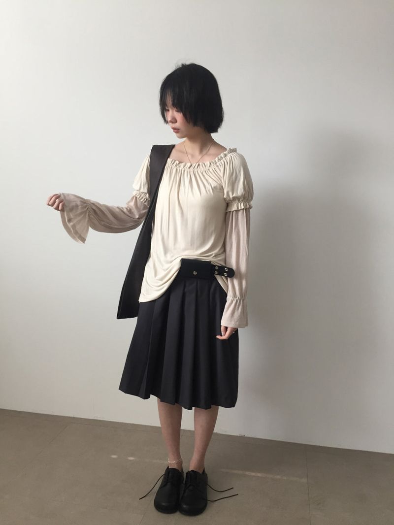 YWD PLEATS SKIRT + BELT (2color)