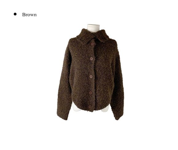 Pure High Neck Collar Button Knit Cardigan