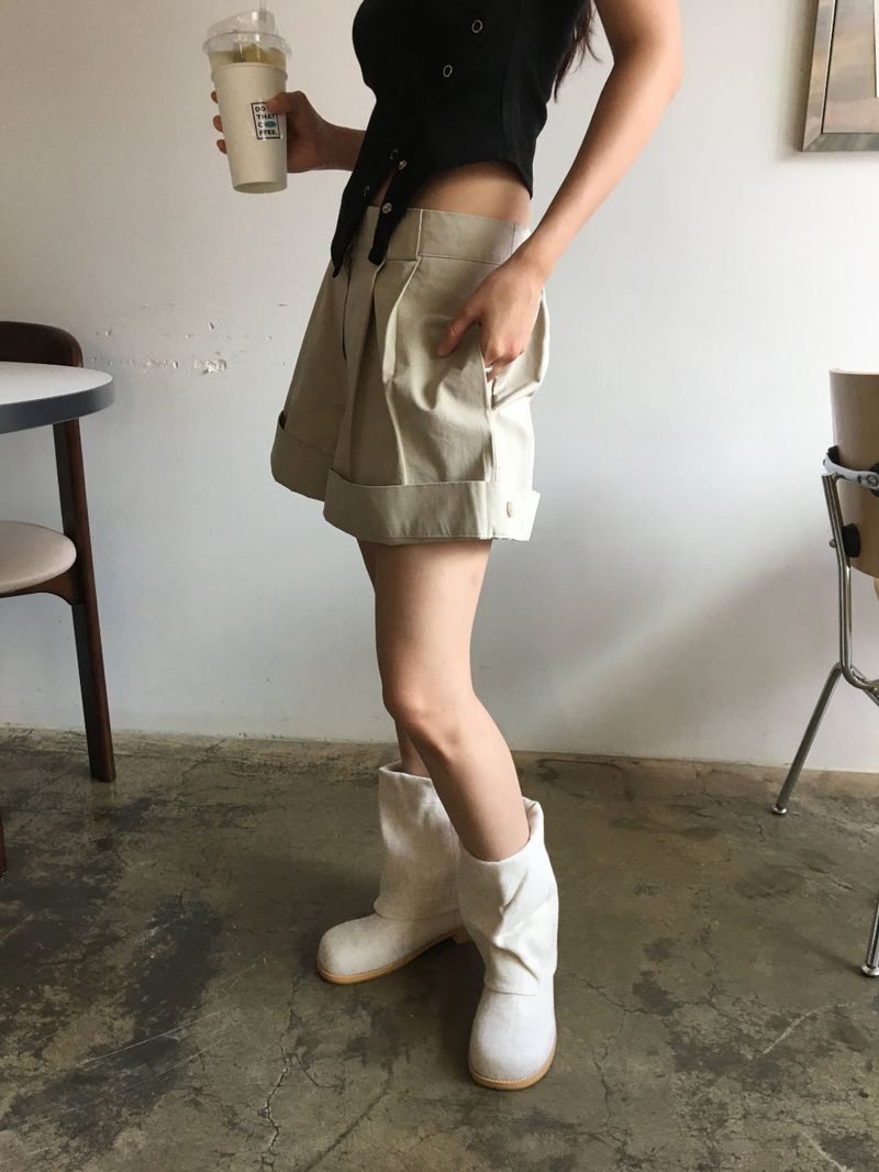 Chunky linen boots (1color)