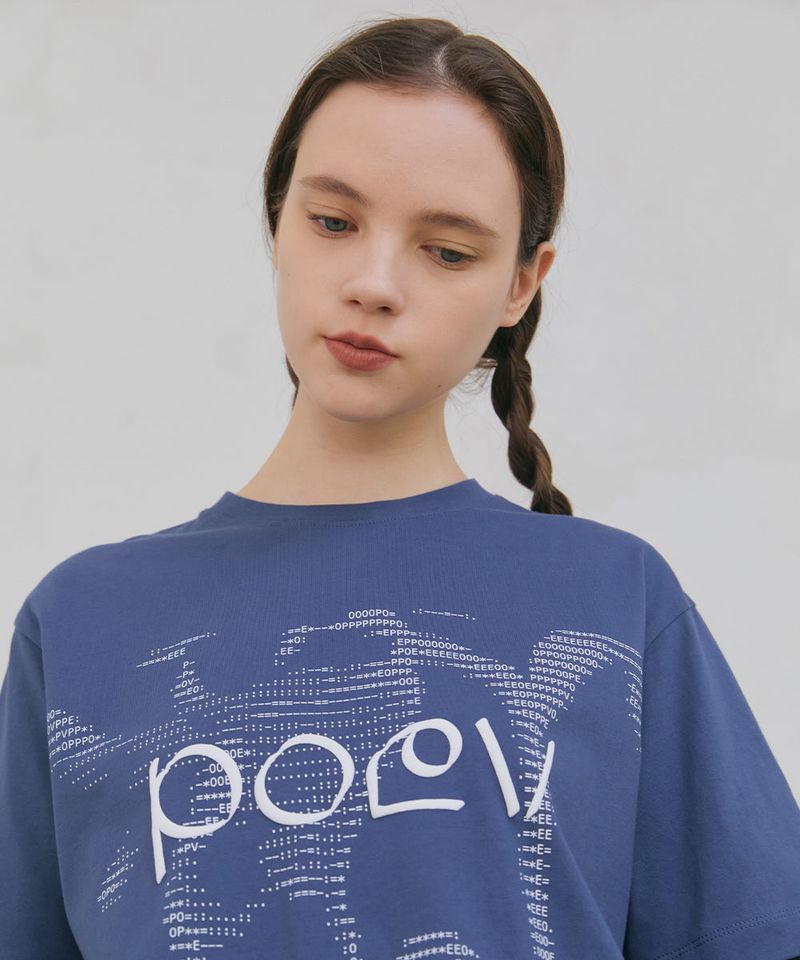 Flower Letter Oversized T-Shirt - Navy