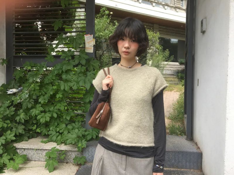 Yorin button half knit (3color)