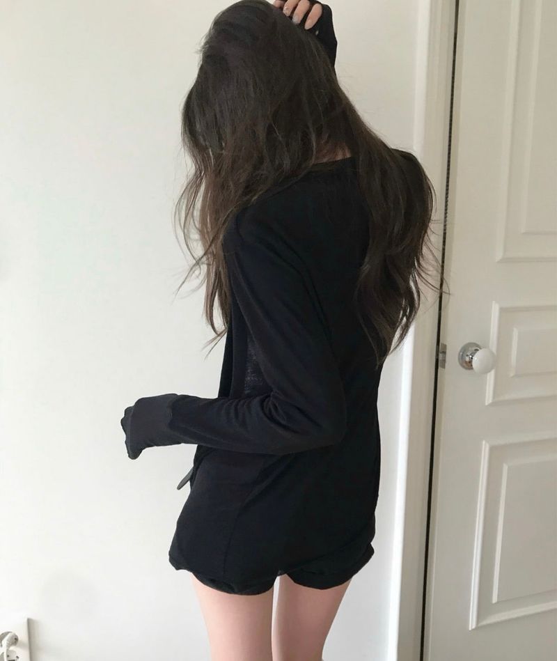 [glam] noid 3/4 sleeve button tee