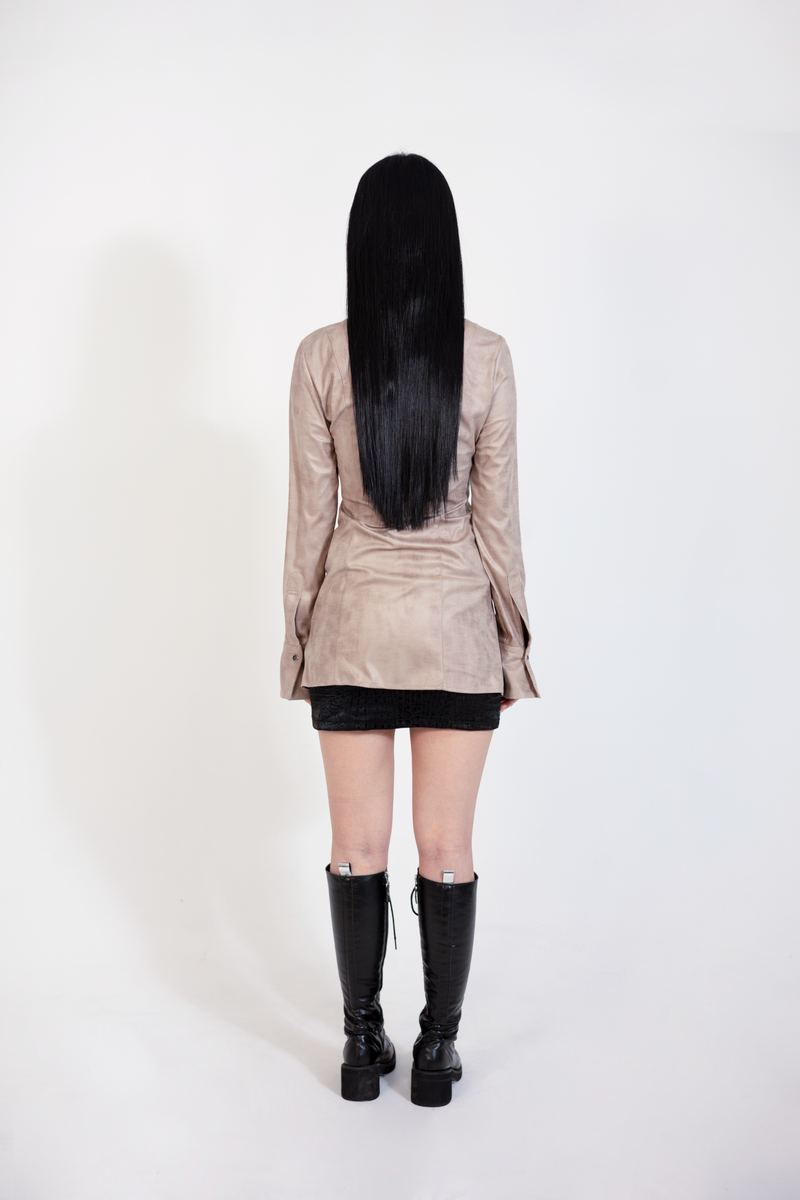 VINTAGE SUEDE LONG SHIRT #BEIGE