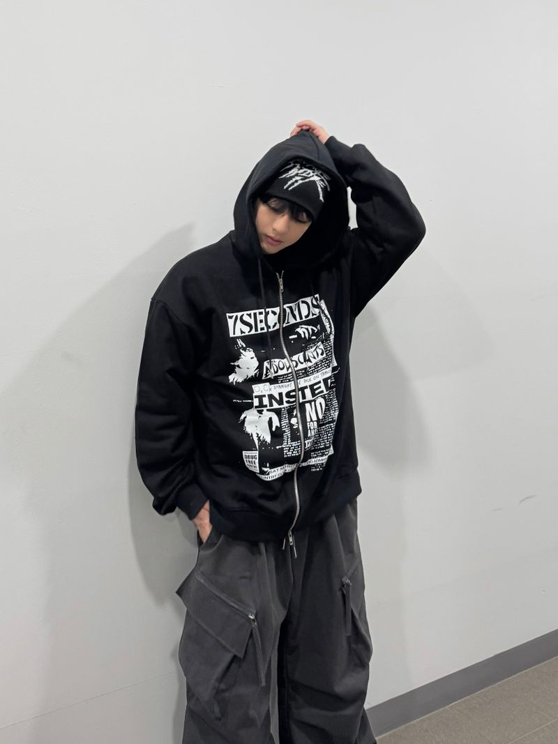 toon hooded zip-up