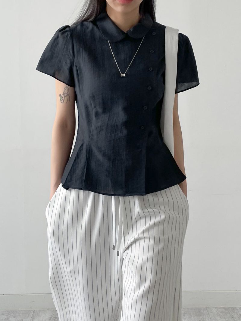 Harbor Unbalanced Short Sleeve Blouse