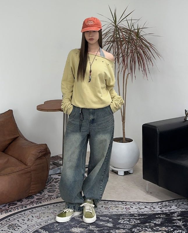 Hail Back Pocket Washed Denim Pants