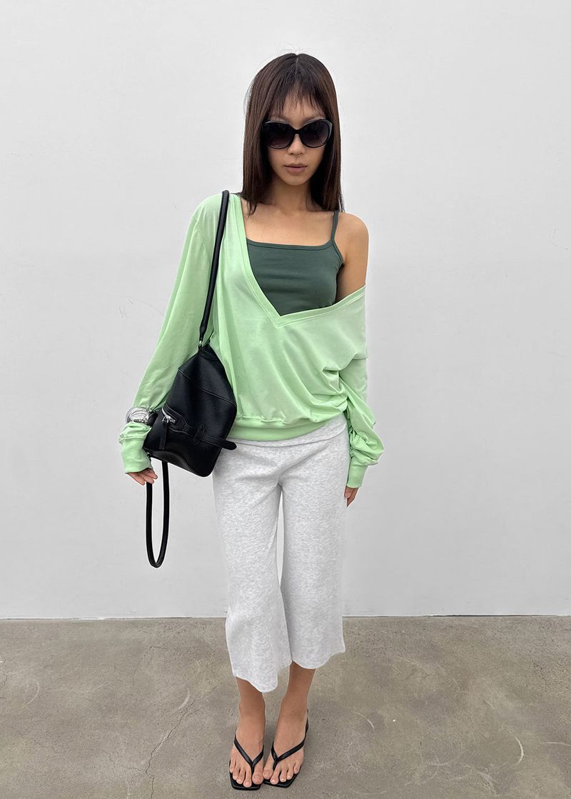 [MADE] Roni's Deep V-neck Summer Cotton Long Sleeve Tee