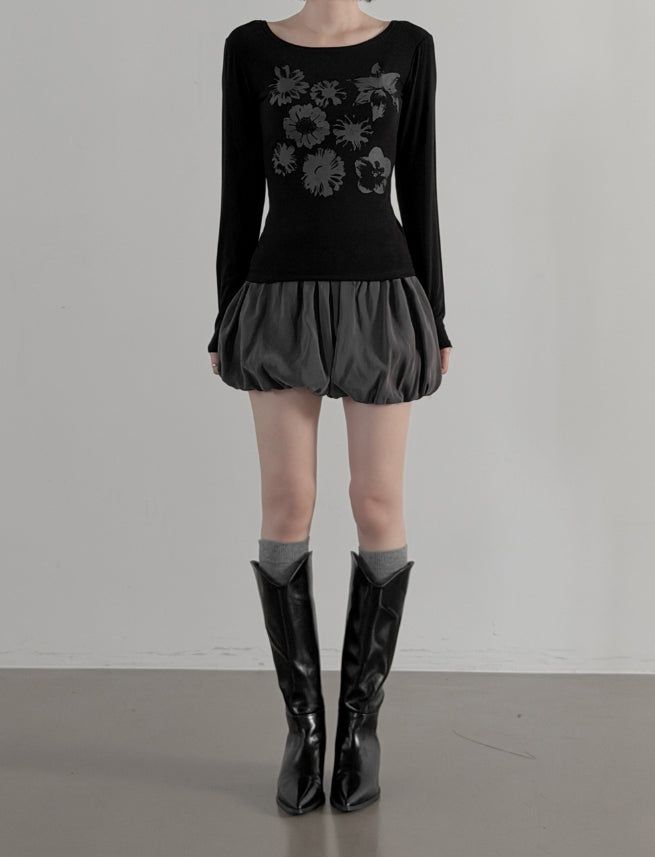 Press Flower Boat Neck Tee