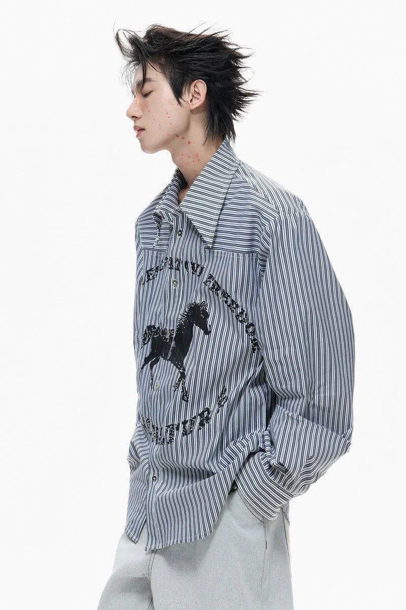 Studded Striped Printed Shirt