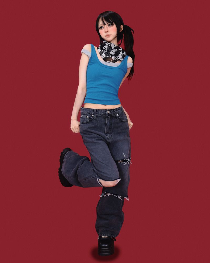 jojo cutting denim pants (2color)