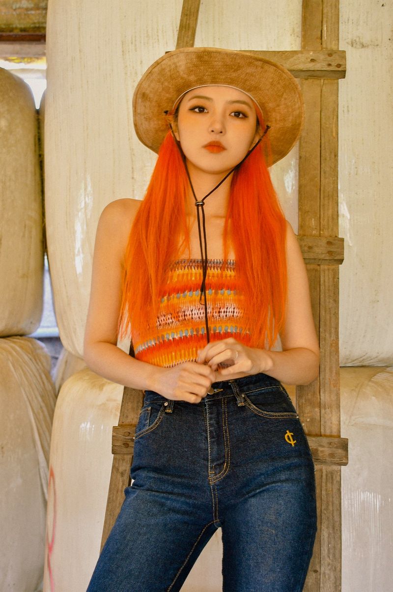 Ethnic crop tube top (orange)