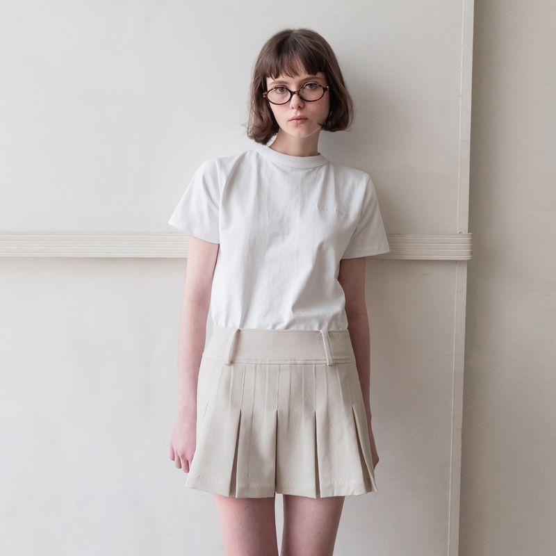 BASIC PLEATS SKIRT (BEIGE)