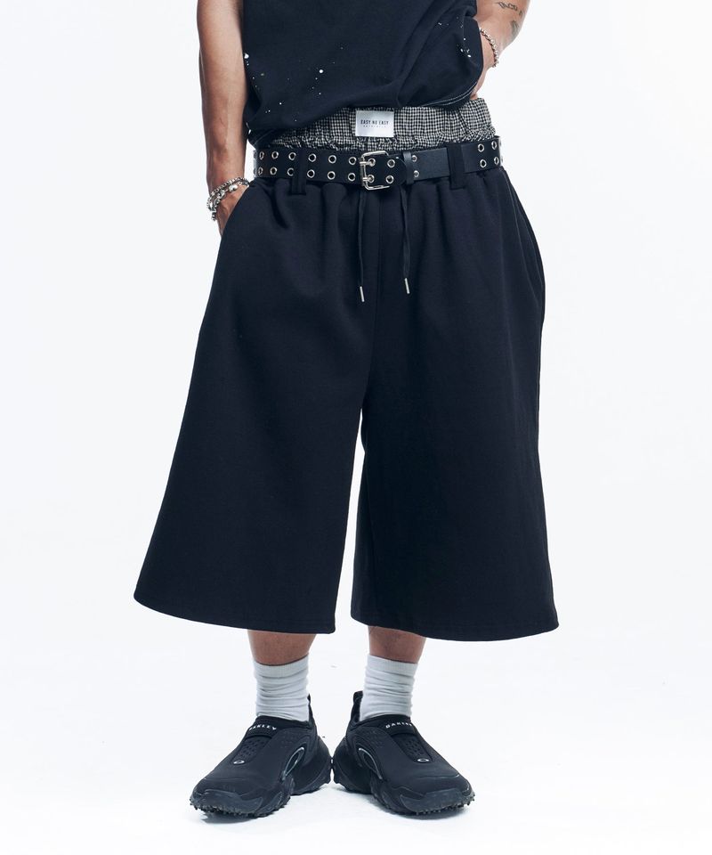 EASY NO EASY(イージーノーイージー)の「Boxer Layered Bermuda Sweat Pants - Black(Pants)」