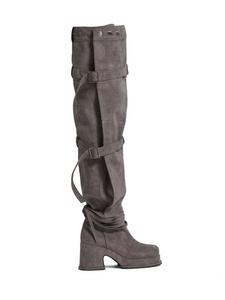 BUCKLE THIGH HIGH BOOTS [HIGH]