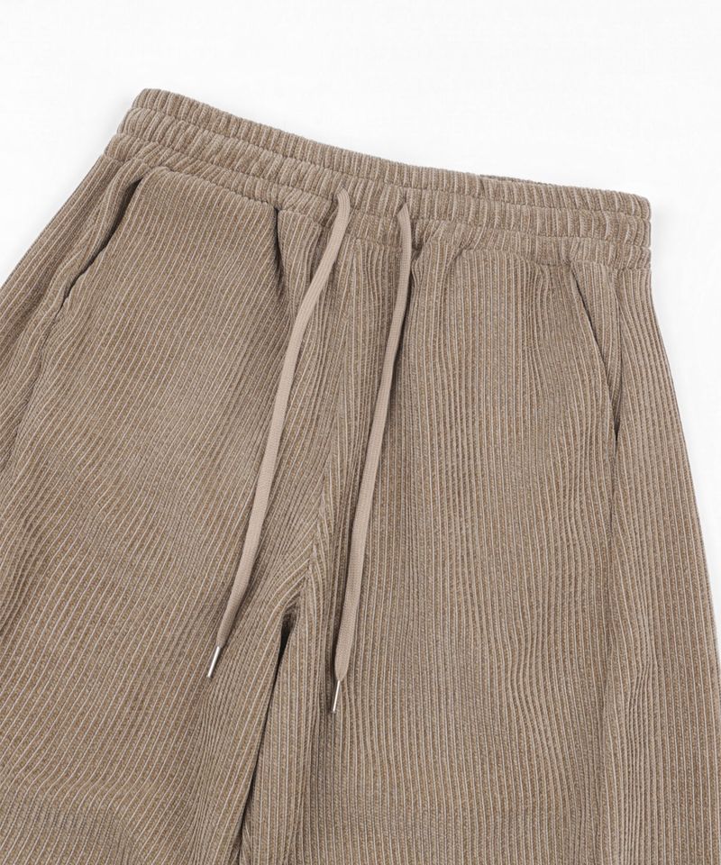 Curved Corduroy Pants - Beige