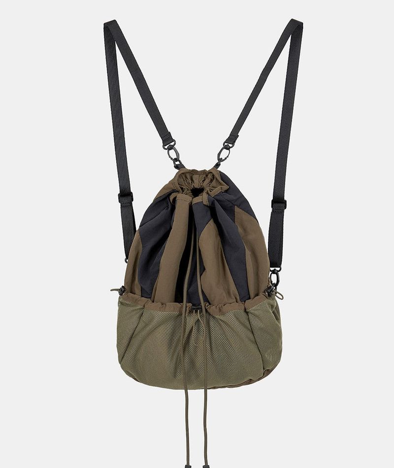 Irregular color block net pocket backpack