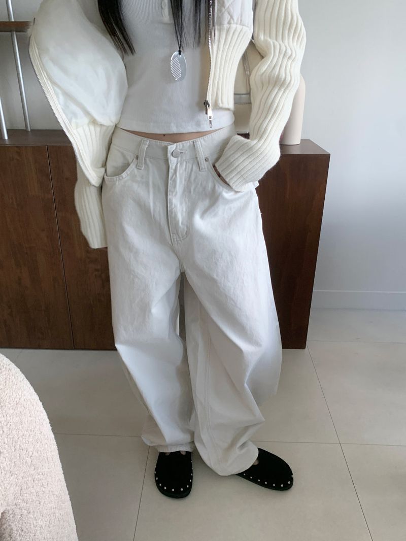 スティールフレイムメタルスタッズバルーンフィットワイドロングパンツ (2 colors)