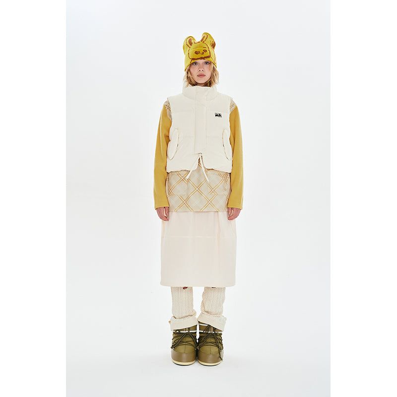 CHERRY CROP STRING DOWN VEST [IVORY]