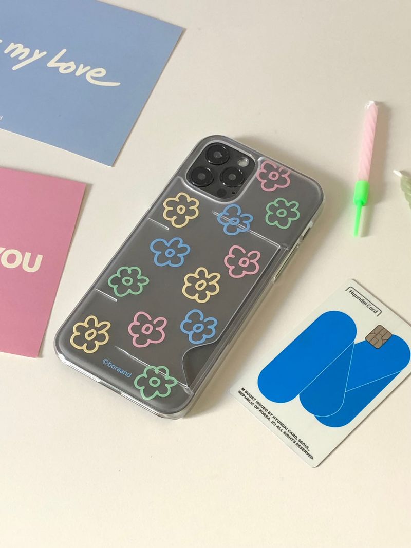 Soft flower card case _ Clear hard (iphone case)