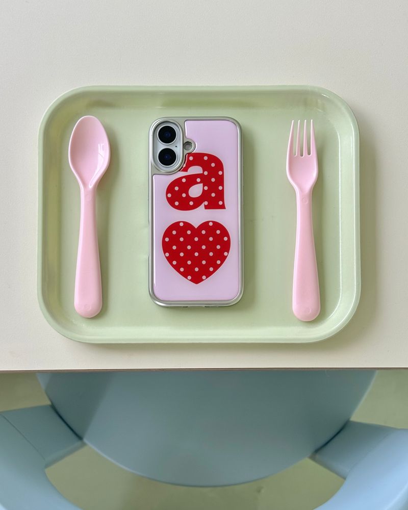 RED DOTTY LOVE PINK Silver Epoxy Case