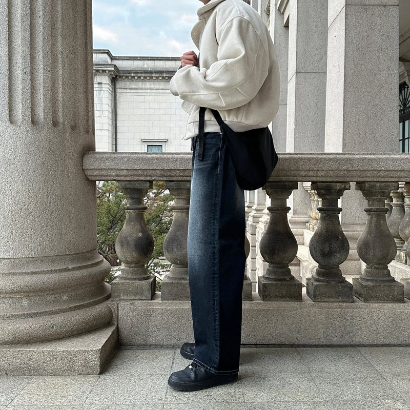 LMN Chrome Semi Wide Brush Denim Pants (4 colors)