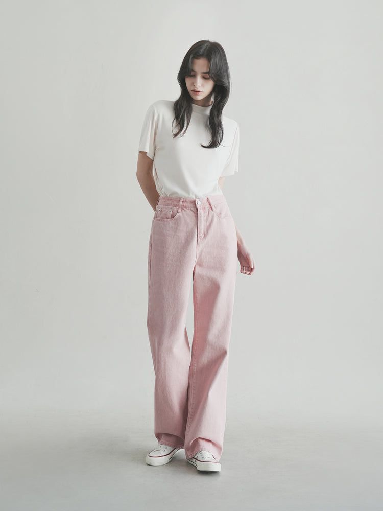 W104 DYEING WIDE PANTS_PINK