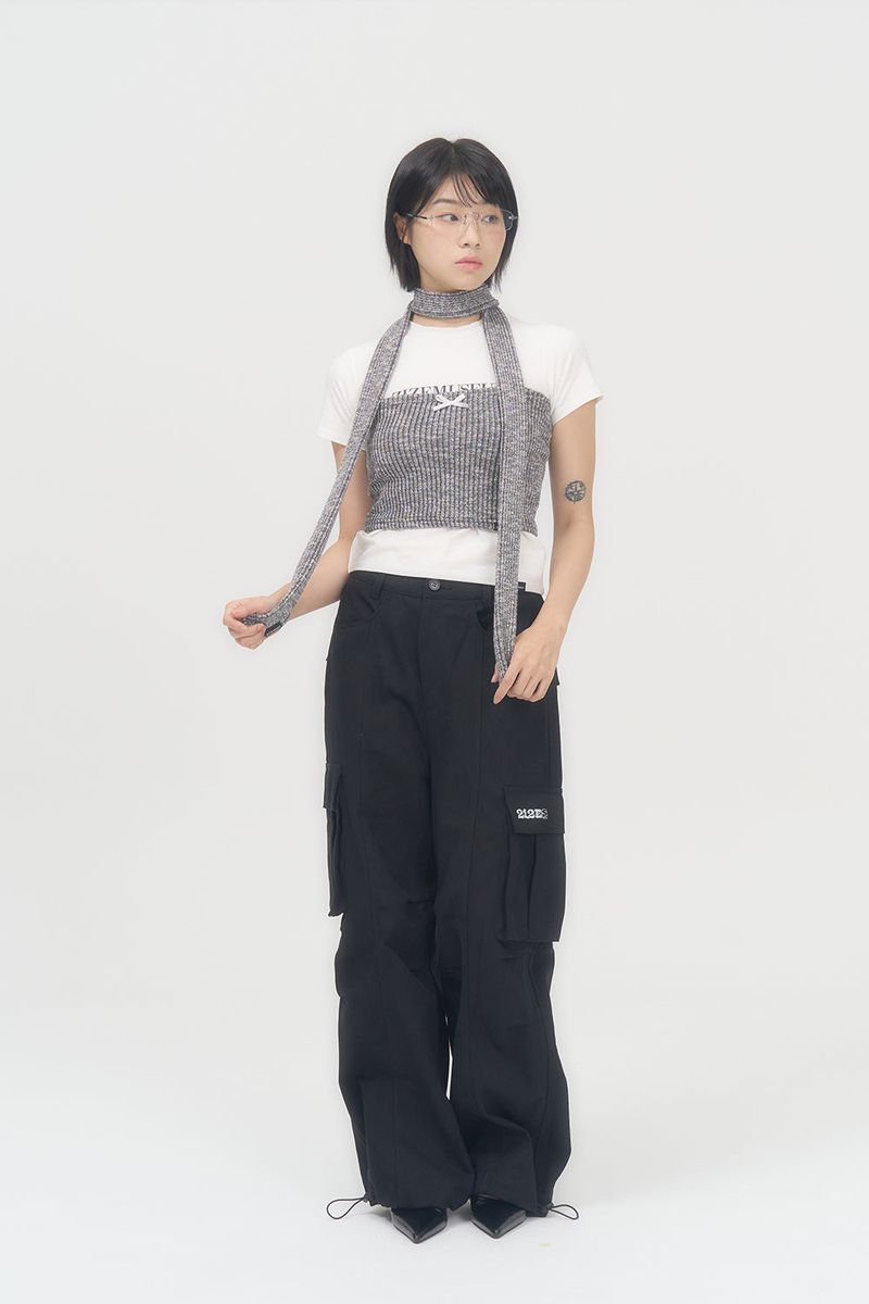 KNIT TUBE TOP MUFFLER (MELANGE GRAY)