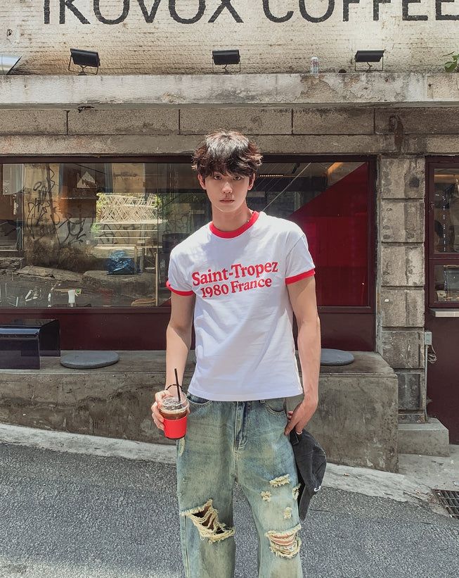 Subard Ringer Printed Short Sleeve T-shirt