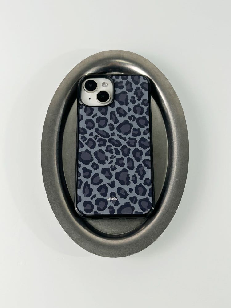 Leopard Magsafe Glass Bumper Case(Grey)