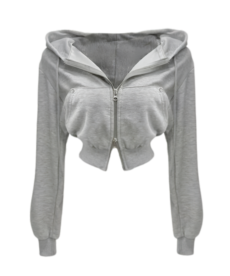 [MADE] Vicky studs crop hood zip up (4color)