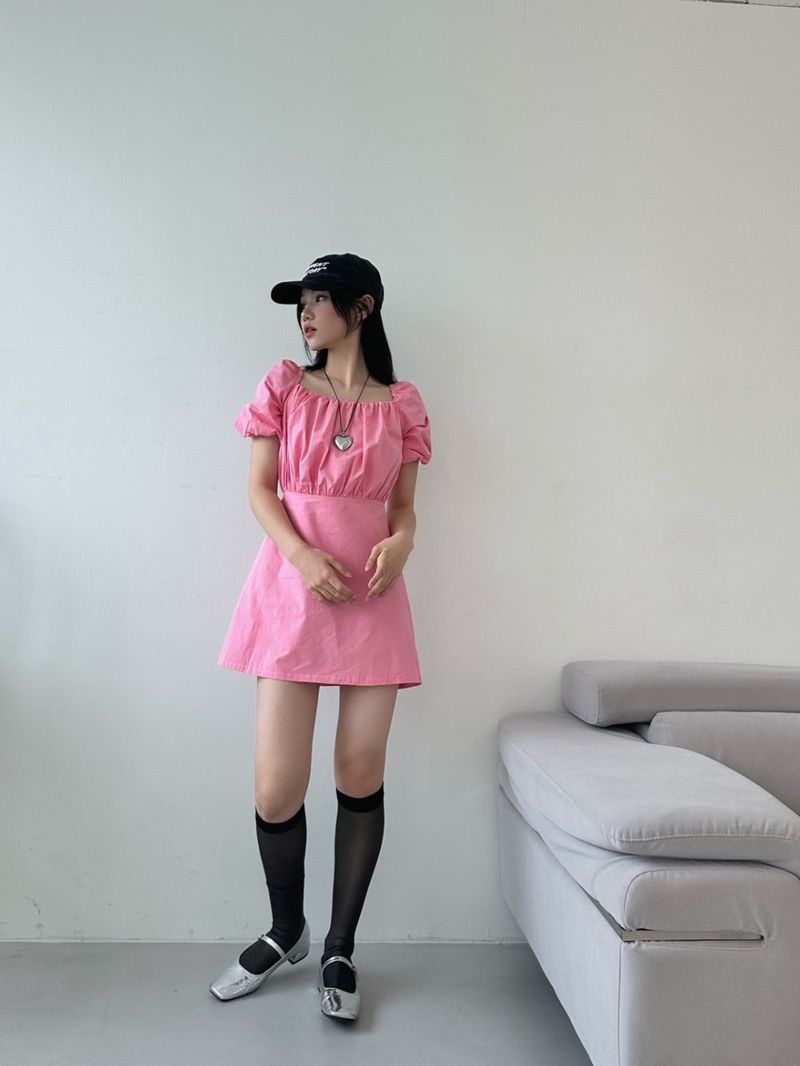 back strap ribbon dress