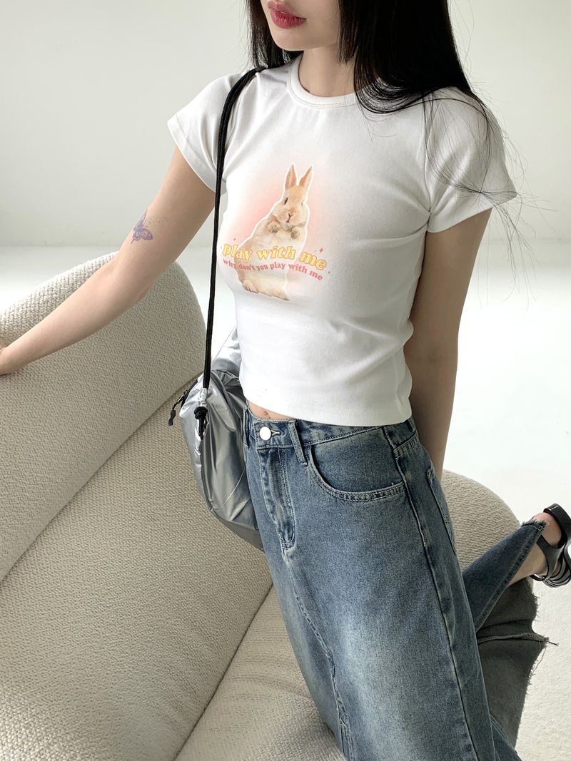 [MADE] エルカバニーラビットプリントクロップド半袖Tシャツ