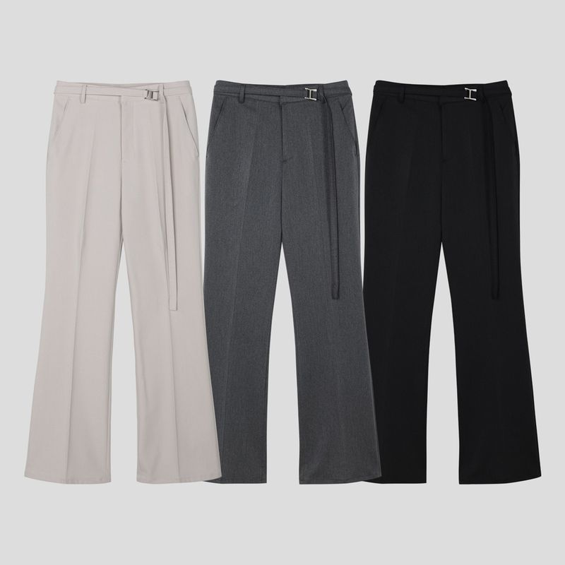 MG649 Belt Flared Fit Slacks (3 colors)
