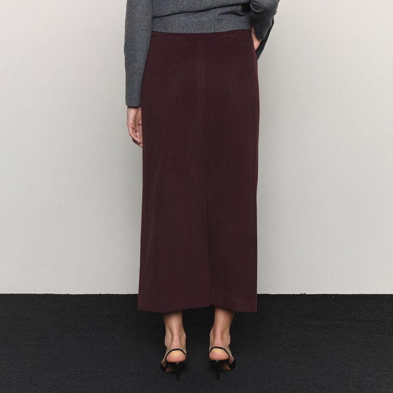 Grape Wine Wool Blended Maxi Skirt _ Wine