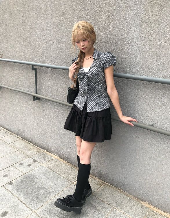 Mien Tiered Banding Mini Skirt