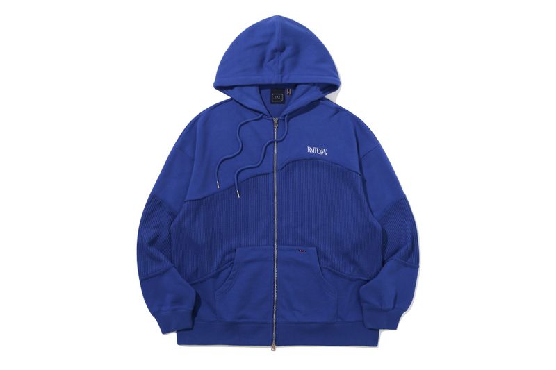 SWEAT KNIT MIX ZIP UP HOODIE