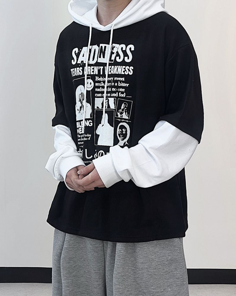Sad Layered Oversized Hoodie