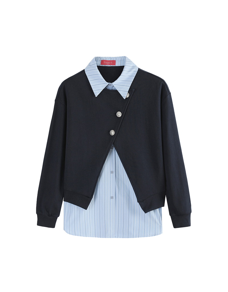 TWEEDY-A（ツウィーディア）の「 ジェニファー シルバー ボタン ポイント シャツ スウェットシャツ（トップス）」