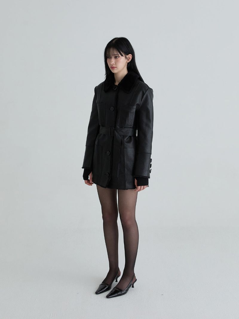 Reversible leather mustang (Black)