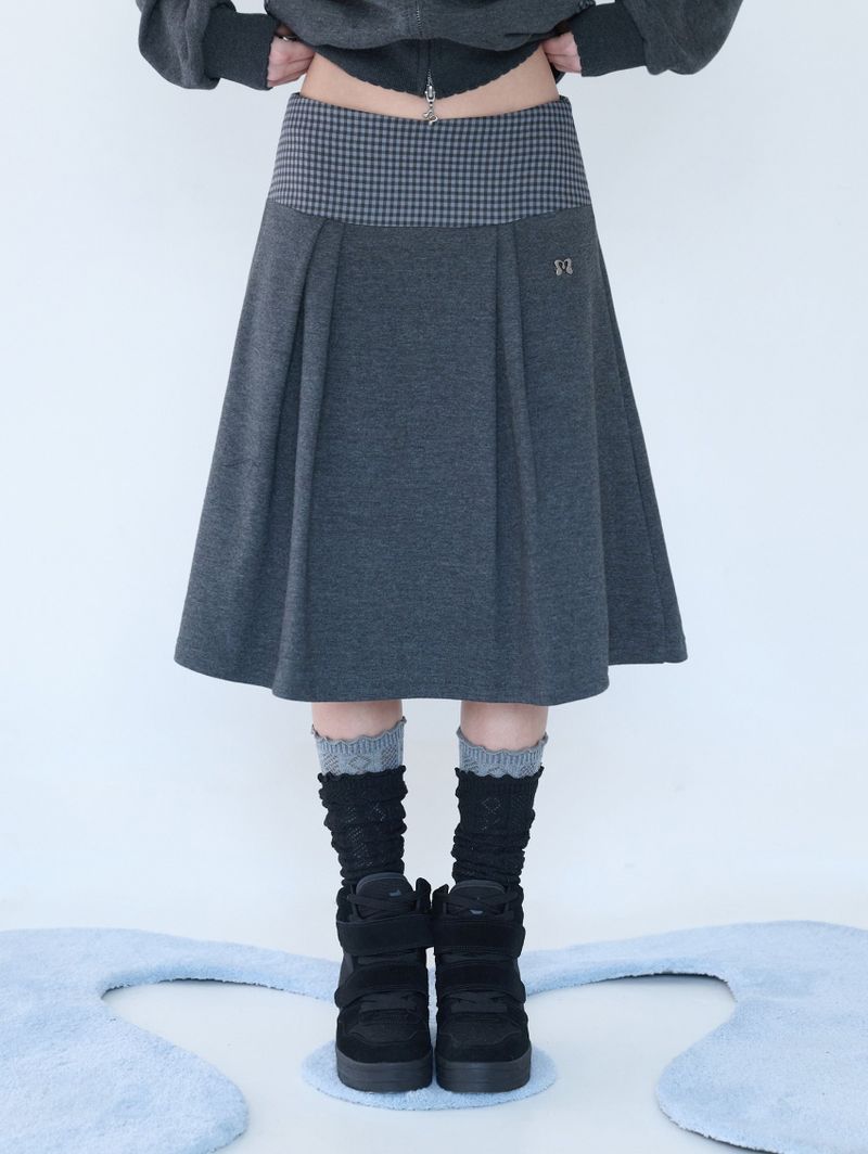 MINI CHECK SWEAT SK CHARCOAL