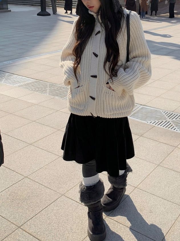 Rucker High Neck Duffle Button Knit Cardigan
