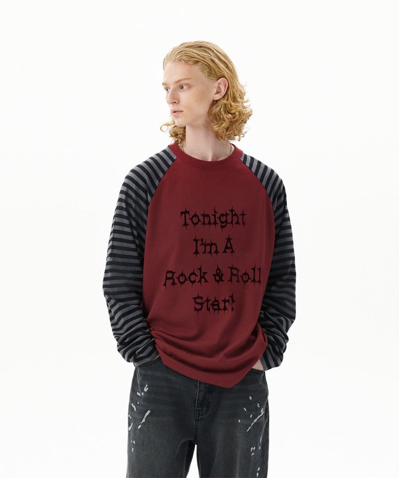 ROCK STAR RAGLAN STRIPE LS TEE
