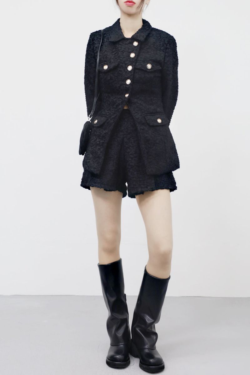 Antio Tweed Jacket + Tweed Shorts Set
