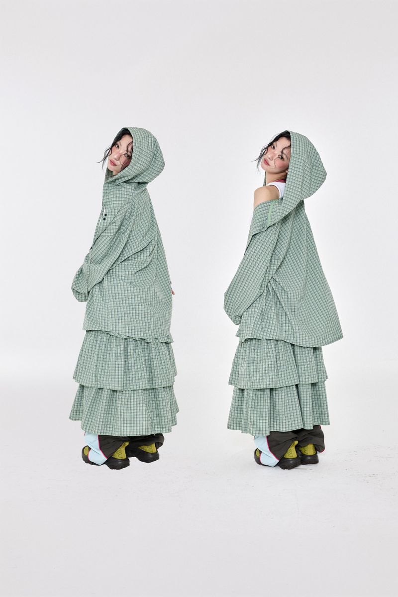 チェックフーディシャツ Green