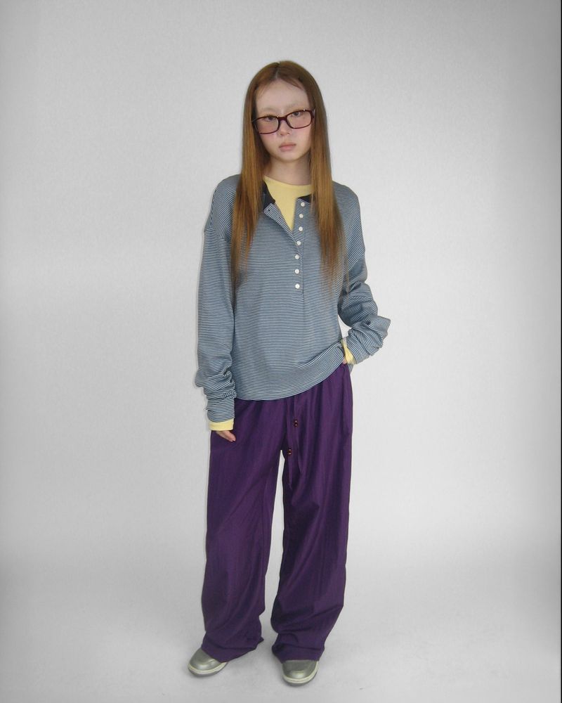 WOOD STRING WIDE PANTS