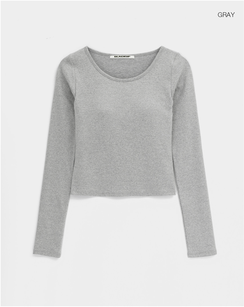 [B-BASIC] Soft U-neck Bra top Long-Sleeved T-shirt (Embedded)