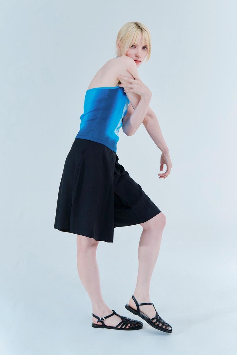 Halter printing top_ocean blue