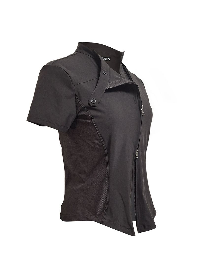  CURVED ZIP-UP SHIRT . DARK BROWN
